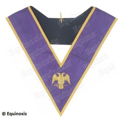 Sautoir maçonnique moiré – Memphis-Misraïm – 95ème degré – Aigle doré sur fond violet