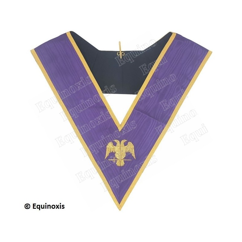 Sautoir maçonnique moiré – Memphis-Misraïm – 95ème degré – Aigle doré sur fond violet