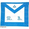 Tablier maçonnique en cuir – Rite Français Groussier – Maître – Equerre et compas + MB – Brodé main