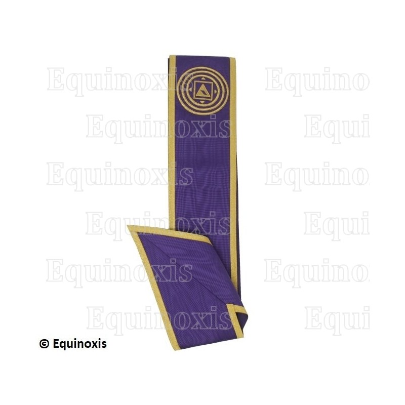 Cordon maçonnique moiré – Grand Ordre Egyptien du GODF – 30ème degré – Patriarche d'Isis – Brodé main