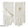 Gants maçonniques coton brodés – Croix Ankh – Taille L