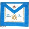 Tablier maçonnique en cuir – Rite Français Groussier – Vénérable Maître – Equerre et compas + Acacia + MB  – 33 x 39 cm