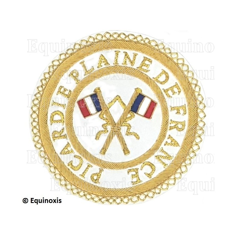 Badge / Macaron GLNF – Grande tenue provinciale – Passé Grand Porte-Etendard – Picardie – Plaine de France – Brodé main