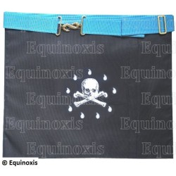 Tablier maçonnique en cuir – Rite Français Groussier – Maître – Equerre et compas + Acacia + MB – Dos