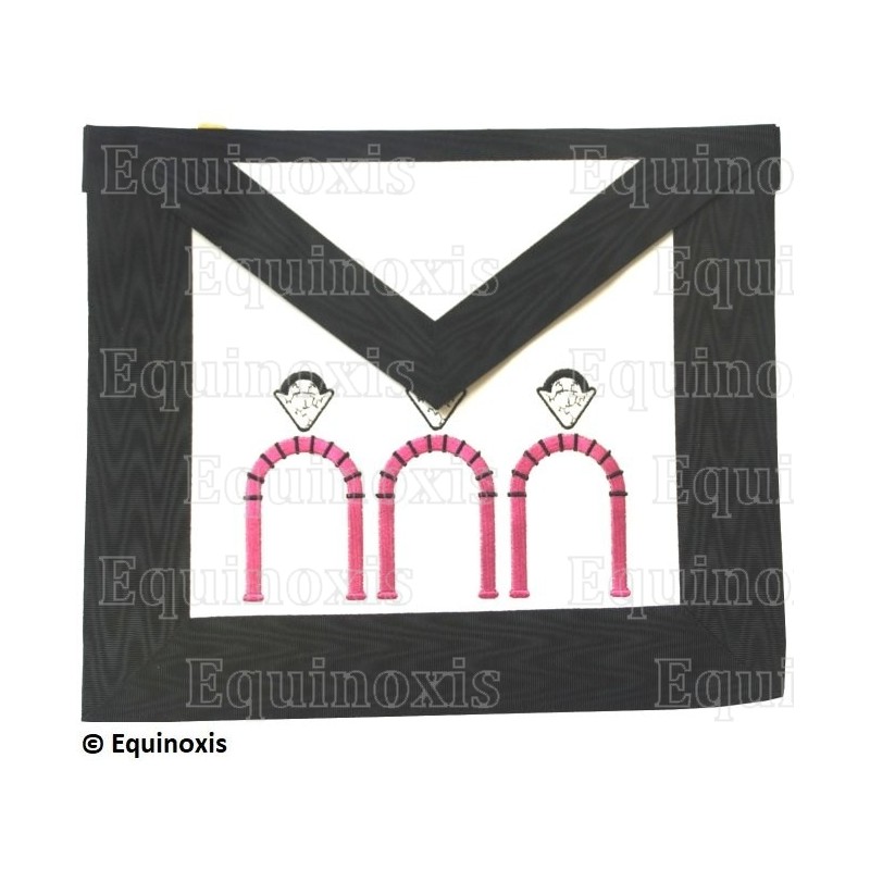 Tablier maçonnique en faux cuir – REAA – 10ème degré – Brodé machine