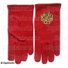 Gants maçonniques coton brodés rouges – REAA – 18ème degré – Croix potencée – Taille L