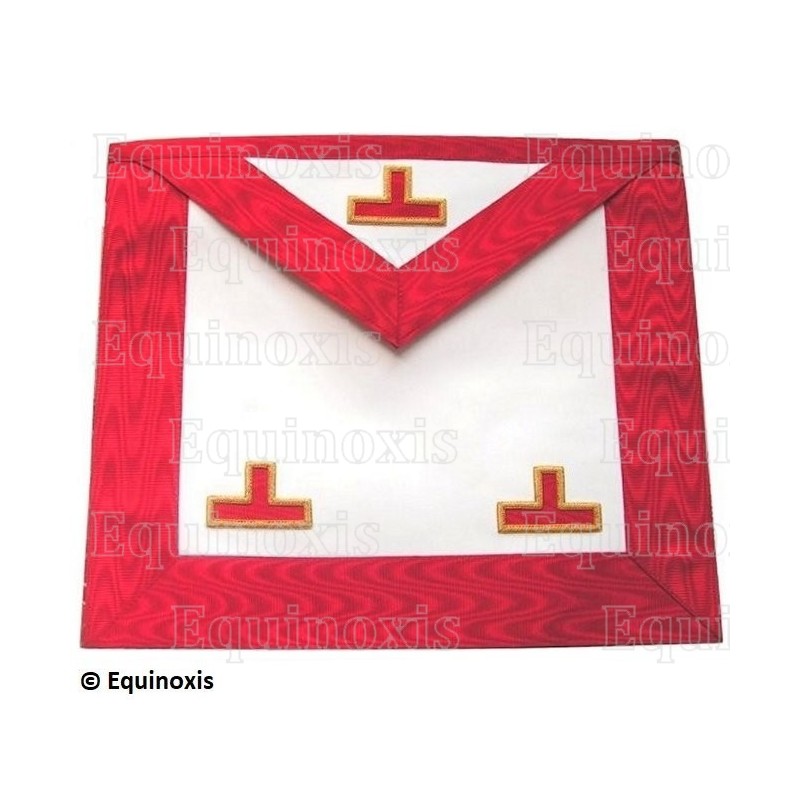 Tablier maçonnique en cuir – Rite Ecossais Primitif (REP) – Vénérable Maître – 3 taus