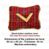 Coussin maçonnique – Rite Standard d'Ecosse – Housse tartan – Equerre brodée machine