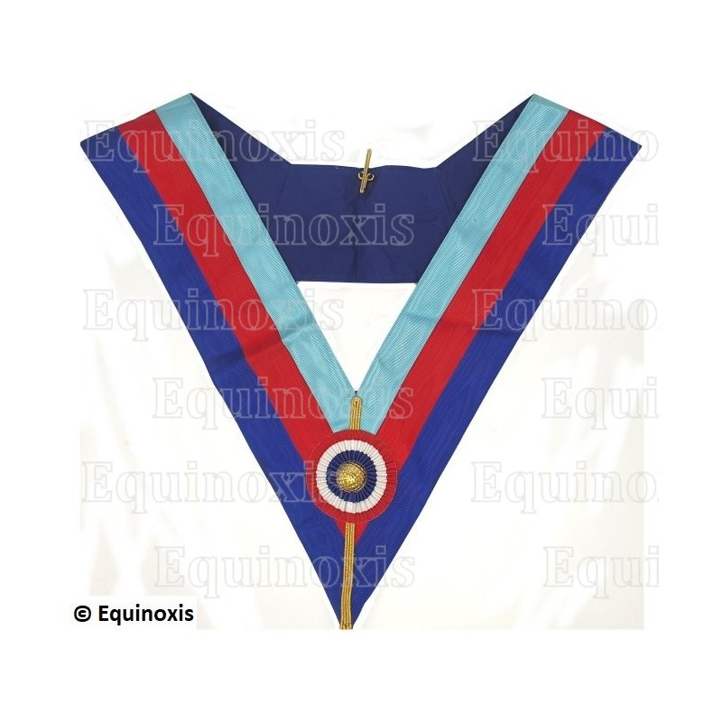 Sautoir maçonnique moiré – Arche Royale Domatique – Officier National – Cocarde française