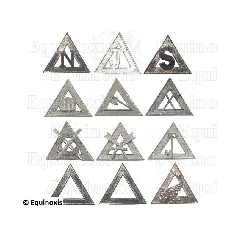 Bijoux maçonniques d'Officiers – Nautoniers de l'Arche Royale – Set de 12 Officiers