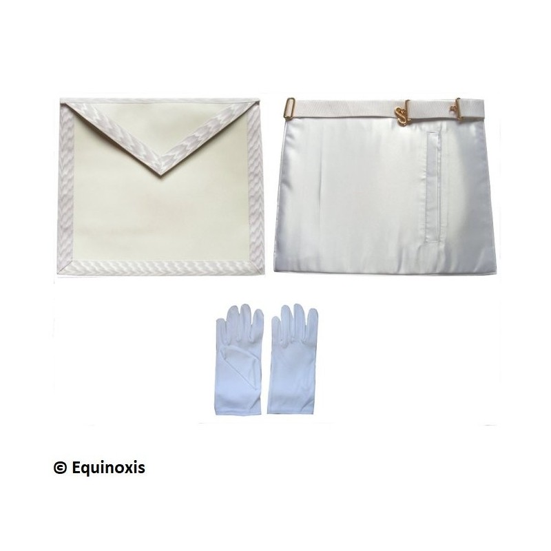 Ensemble Apprenti / Compagnon – Tablier simili-cuir 30 cm x 35 cm + 1 paire de gants blancs