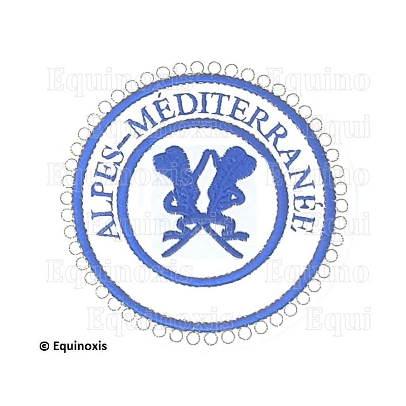 Badge / Macaron GLNF – Petite tenue provinciale – Grand Secrétaire – Alpes-Méditerranée – Brodé machine