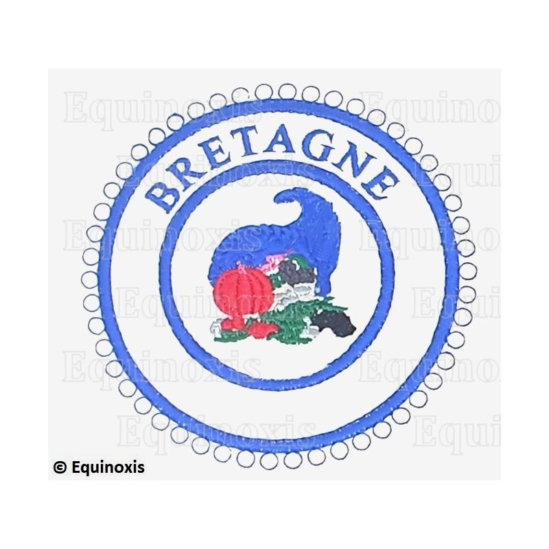 Badge / Macaron GLNF – Petite tenue provinciale – Grand Intendant – Bretagne – Bleu – Brodé machine