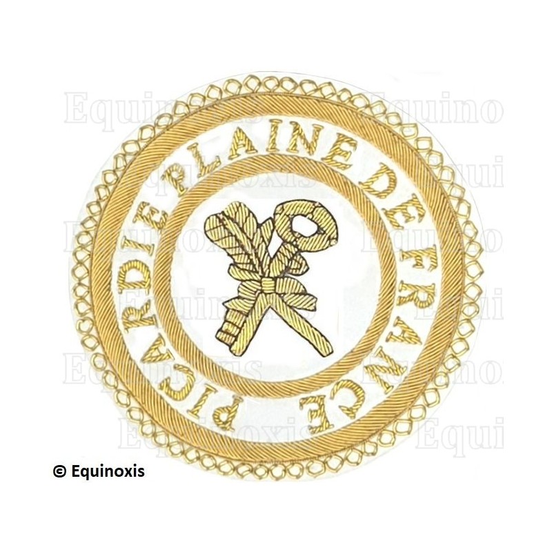 Badge / Macaron GLNF – Grande tenue provinciale – Grand Archiviste – Picardie - Plaine de France – Brodé main