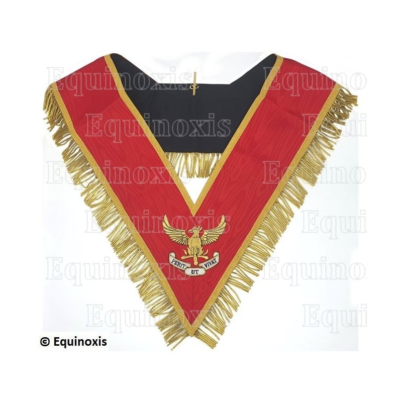 Sautoir maçonnique moiré – RER – CBCS – Préfet et Dignitaire – Avec franges – Brodé machine