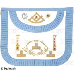 Tablier maçonnique en cuir – Rite Français Traditionnel – Vénérable Maître 2 – Brodé main