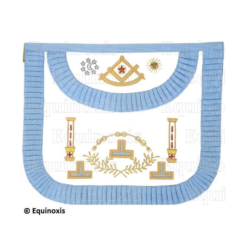 Tablier maçonnique en cuir – Rite Français Traditionnel – Vénérable Maître 2 – Brodé main