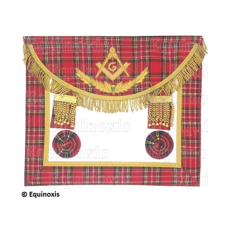 Tablier maçonnique en cuir – Rite Standard d'Ecosse – Maître – Brodé main