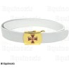 Ceinture maçonnique blanche – RER – CBCS – Boucle dorée avec croix templière rouge