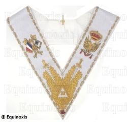 Sautoir maçonnique moiré – REAA – 33ème degré – Triangle vers le haut – Richement brodé