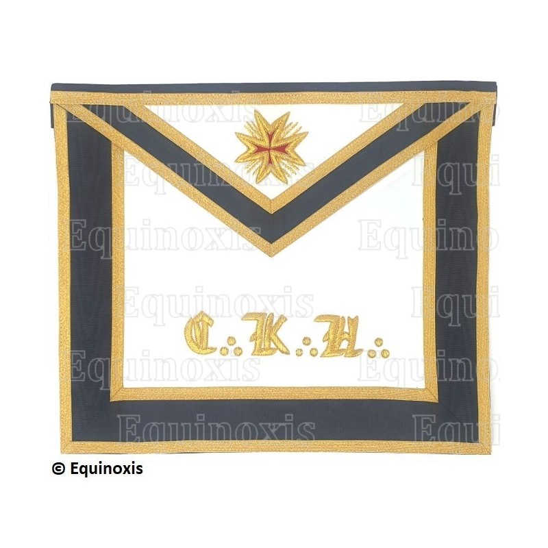 Tablier maçonnique en cuir – REAA – 30ème degré – Chevalier Kadosch – CKH – Doré