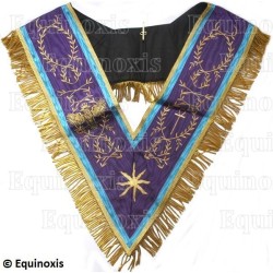 Sautoir maçonnique moiré – Memphis-Misraïm – Grand Maître – Etoile – Croix Ankh – Aigle – Brodé main