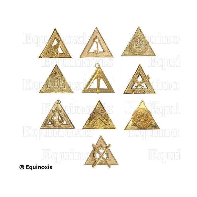 Bijoux maçonniques – Arche Royale Domatique – Set de 10 Officiers