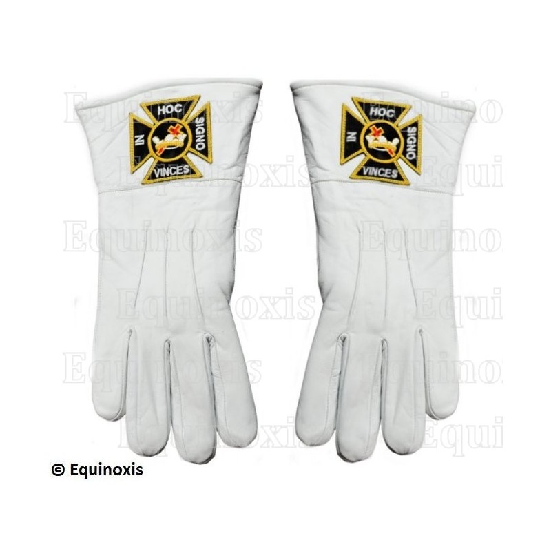 Gants maçonniques cuir blanc – Ordre de la Croix Rouge de Constantin – Taille L
