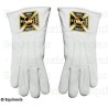 Gants maçonniques cuir blanc – Ordre de la Croix Rouge de Constantin – Taille XL