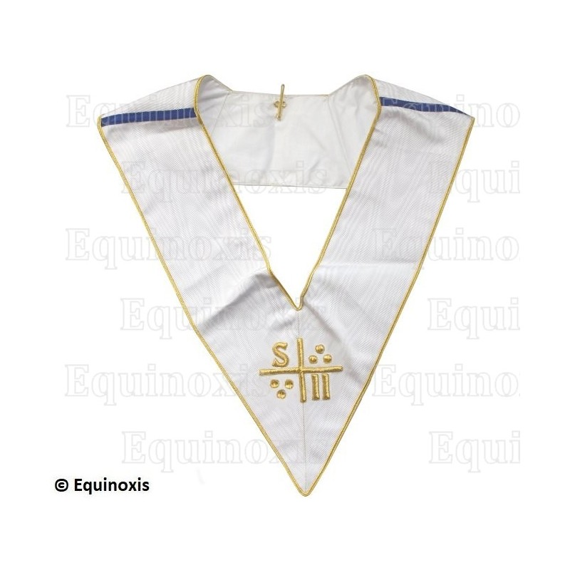 Sautoir martiniste moiré – Supérieur Inconnu Initiateur (SII) – Blanc – Filiation russe  – Brodé main