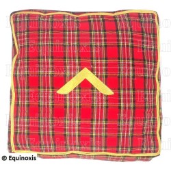 Coussin maçonnique – Rite Standard d'Ecosse – Housse tartan – Equerre brodée machine