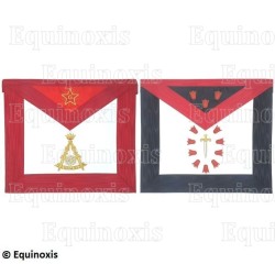 Tablier maçonnique en faux cuir – Chapitre Français – 1er et 2ème Ordre – Réversible – Brodé machine