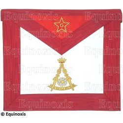 Tablier maçonnique en faux cuir – Chapitre Français – 1er et 2ème Ordres – Réversible – Brodé machine