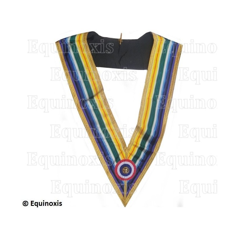 Sautoir maçonnique moiré – Nautoniers – Grand Officier National d'Honneur – Cocarde française