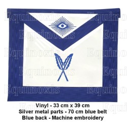 Tablier maçonnique en simili-cuir – Rite York – Secrétaire – Brodé machine
