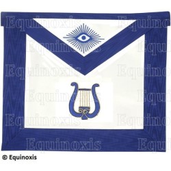 Tablier maçonnique en simili-cuir – Rite York – Organiste – Brodé machine