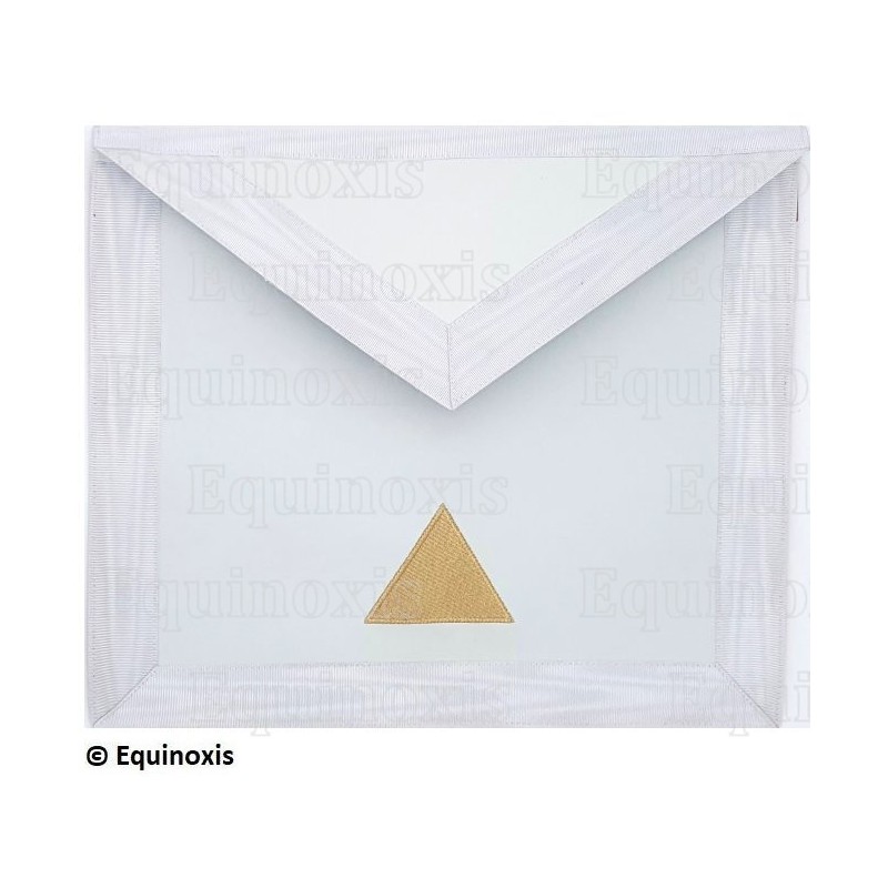 Tablier maçonnique en faux cuir – REAA – 24ème degré – Blanc – Brodé machine