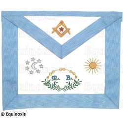 Tablier maçonnique en cuir – Rite Français Traditionnel – Maître – GLNF – Brodé main