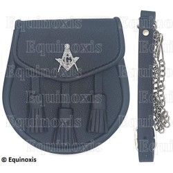 Sporran maçonnique en cuir – Equerre et compas