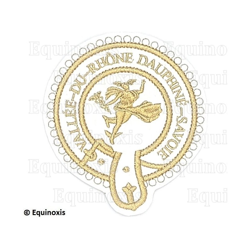 Badge / Macaron – La Marque – Officier Provincial – Diacre – Vallée-du-Rhône Dauphiné-Savoie – Brodé machine