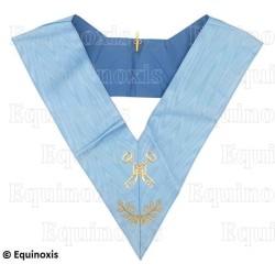 Sautoir maçonnique moiré – Rite Français Traditionnel – Trésorier – Dos bleu – Brodé machine