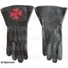 Gants cuir noir à crispins – Croix templière rouge – Taille XXL