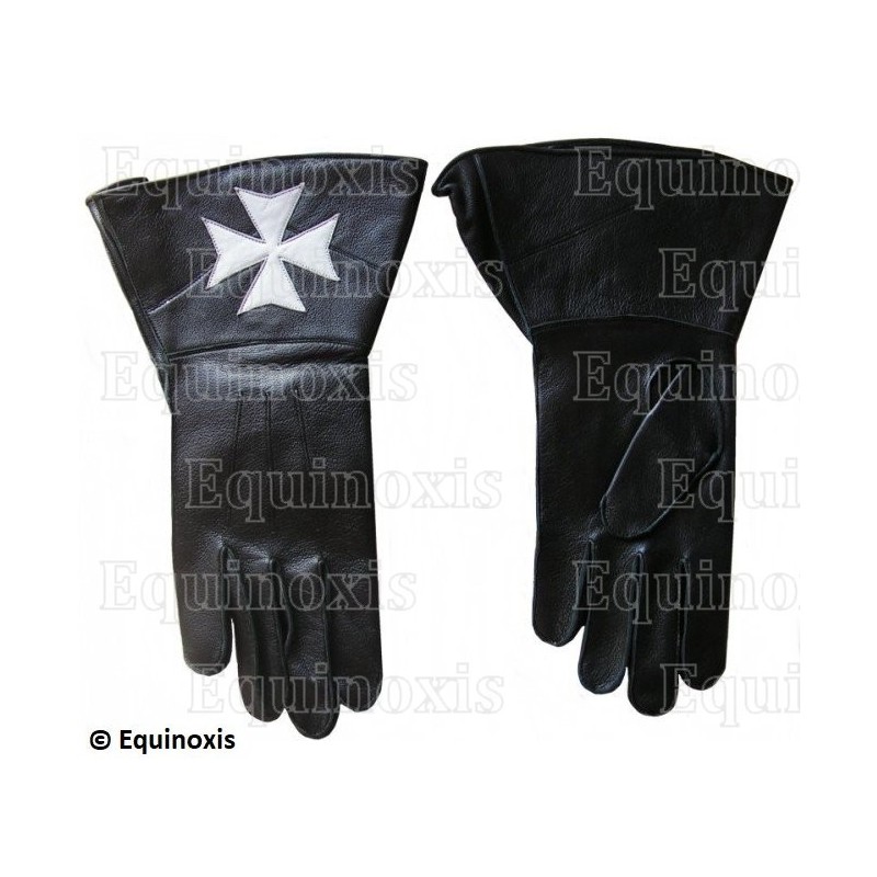 Gants cuir noir à crispins – Croix de Malte – Taille XXXL