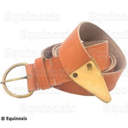 Ceinture maçonnique en cuir beige – Knights Templar (KT)
