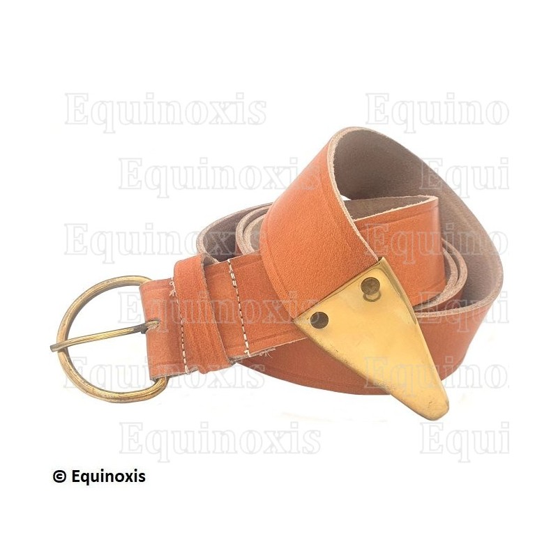 Ceinture maçonnique en cuir beige – Knights Templar (KT)