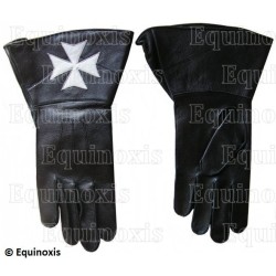 Gants cuir noir à crispins – Croix de Malte – Taille L
