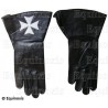 Gants cuir noir à crispins – Croix de Malte – Taille L