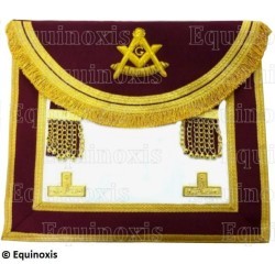 Tablier maçonnique en cuir – Rite Moderne d'Ecosse – Vénérable Maître – Brodé main
