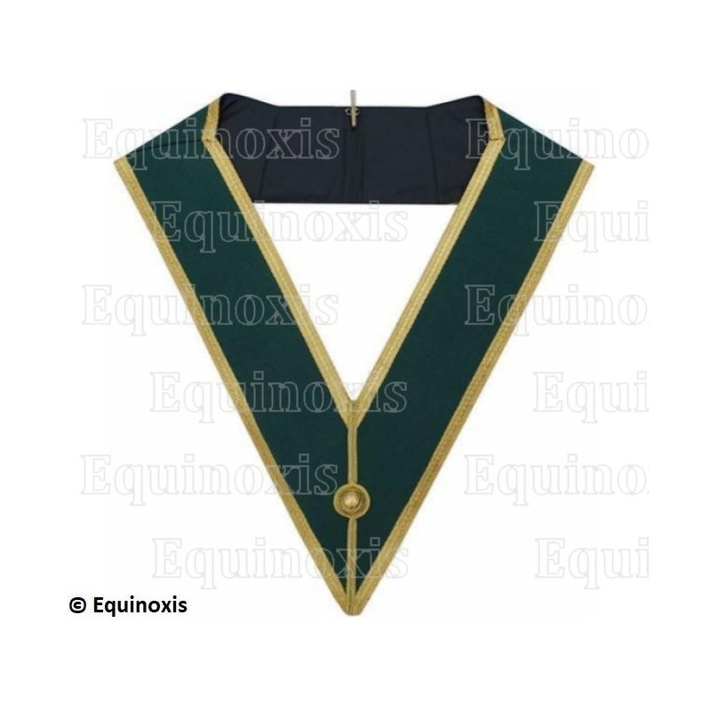 Sautoir maçonnique moiré – Rite Moderne d'Ecosse – Officier de Grande Loge – Galon et bossoir dorés