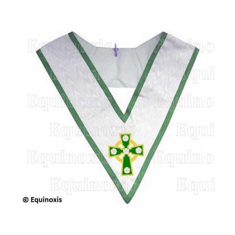 Sautoir maçonnique moiré – Rite Moderne d'Ecosse – Officier de Clan – Tirshatha – Brodé machine
